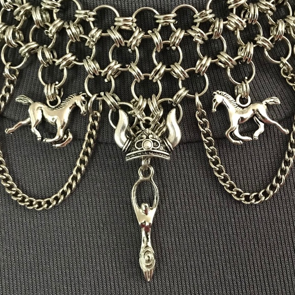 "Ride of the Valkyries #3" Handmade Gothic Warrior Silver Choker Necklace Viking - Picture 5 of 16